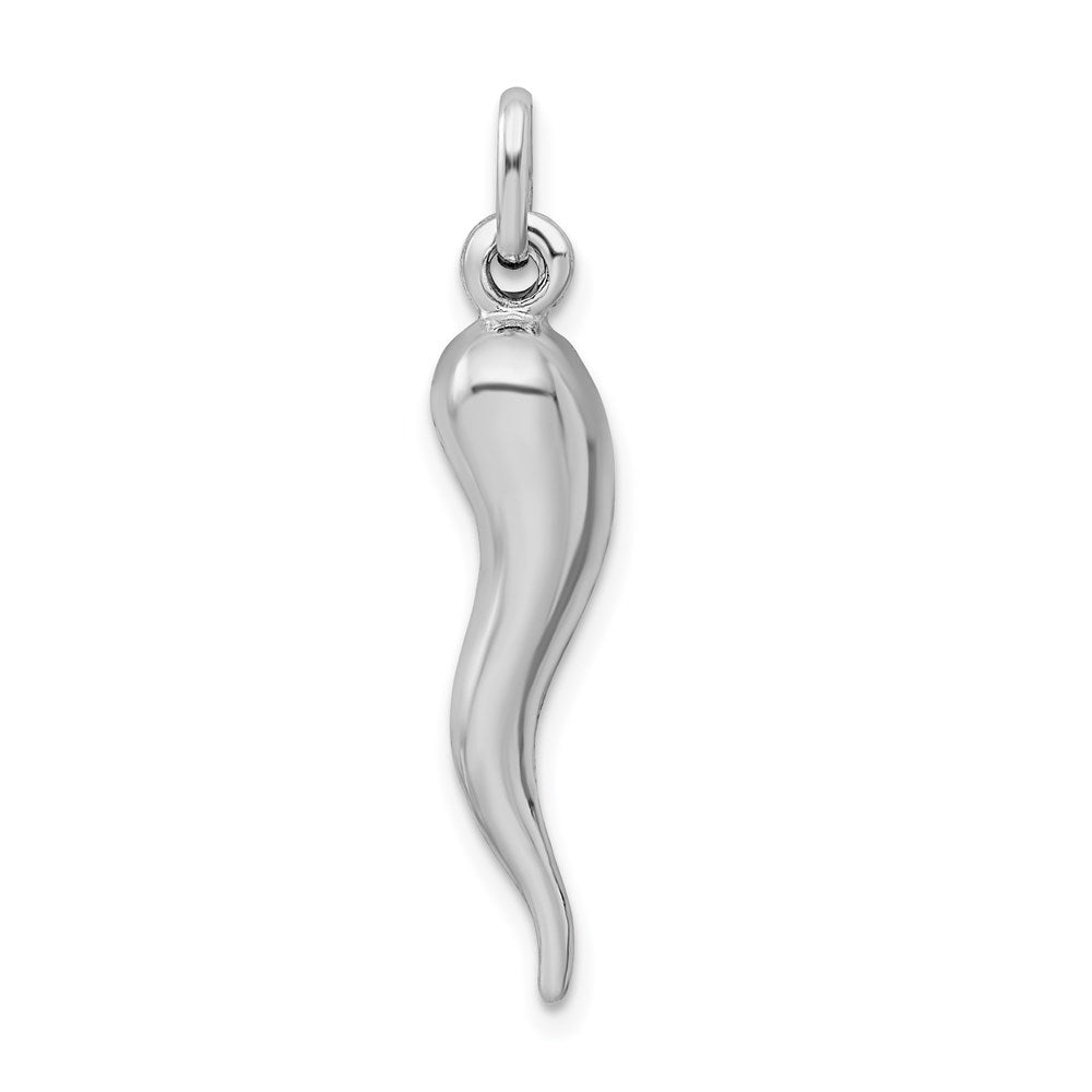 Sterling Silver Rhodium-plated Italian Horn Pendant