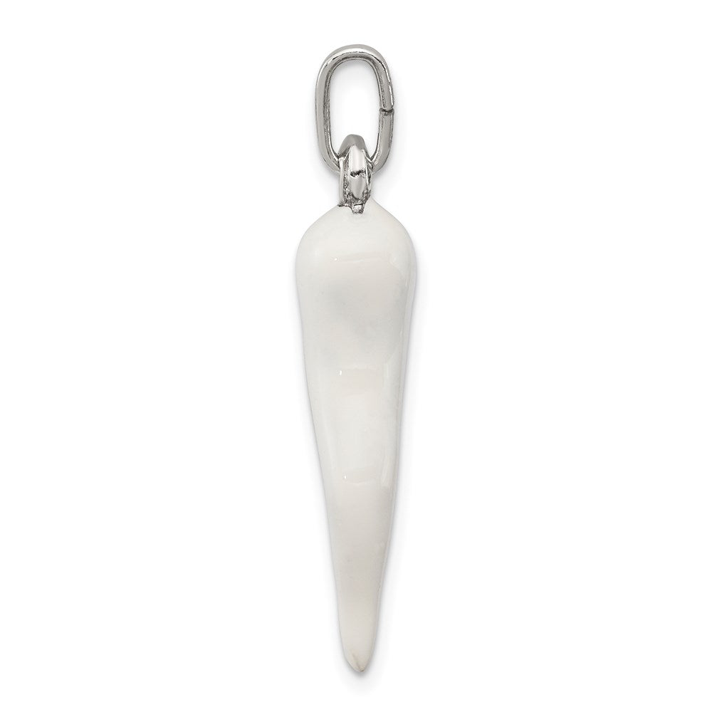 Sterling Silver White Enamel Italian Horn Pendant