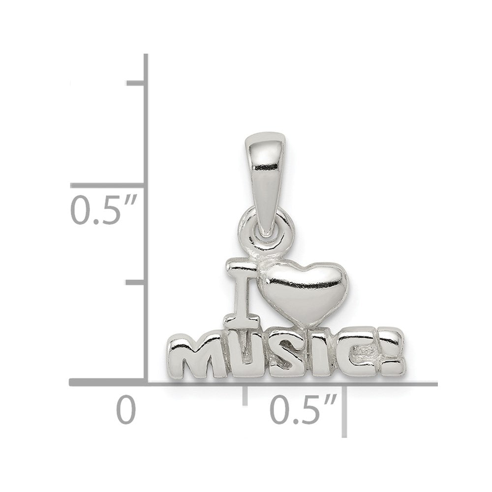 Sterling Silver I Love Music Pendant