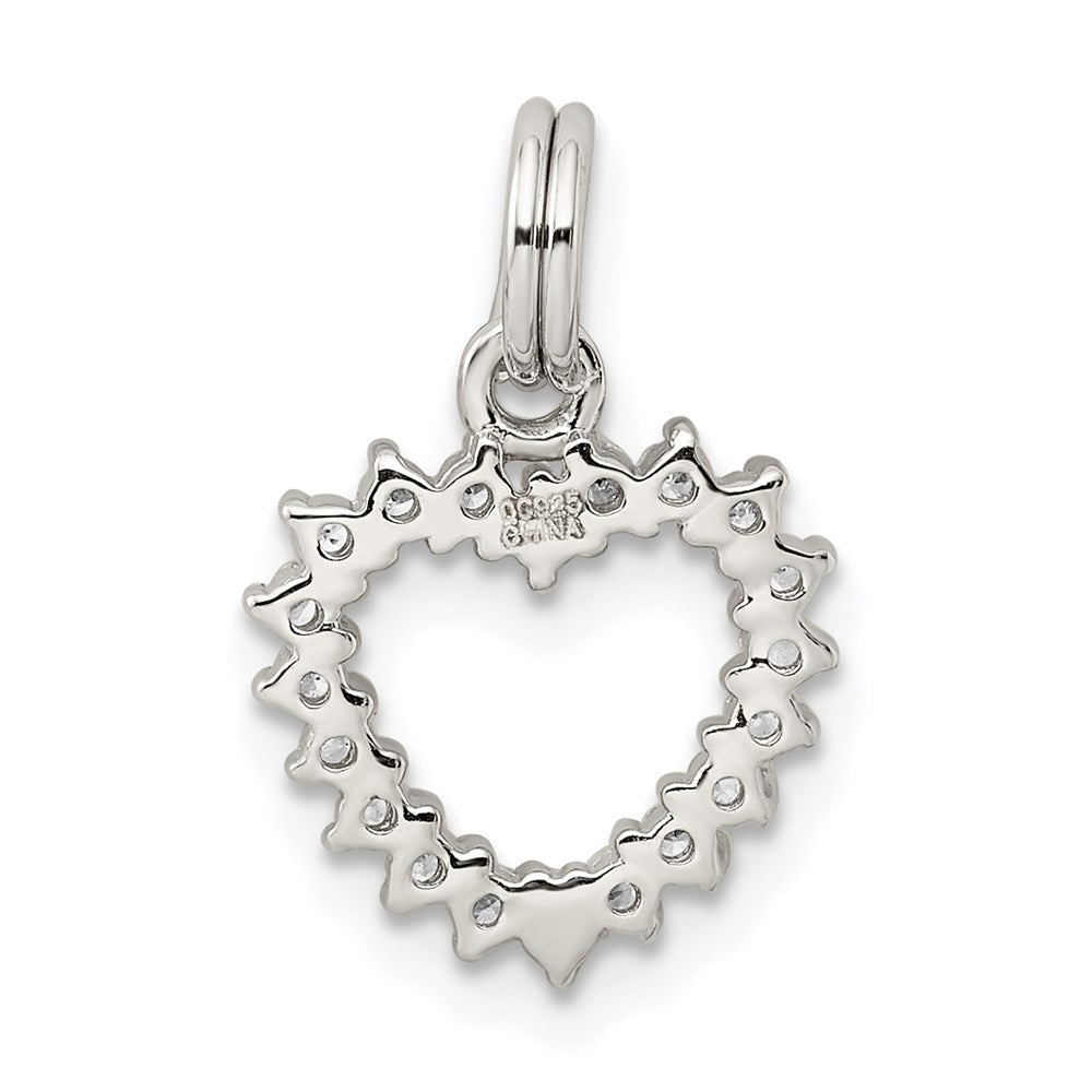 Sterling Silver Rhodium-plated CZ Heart Charm