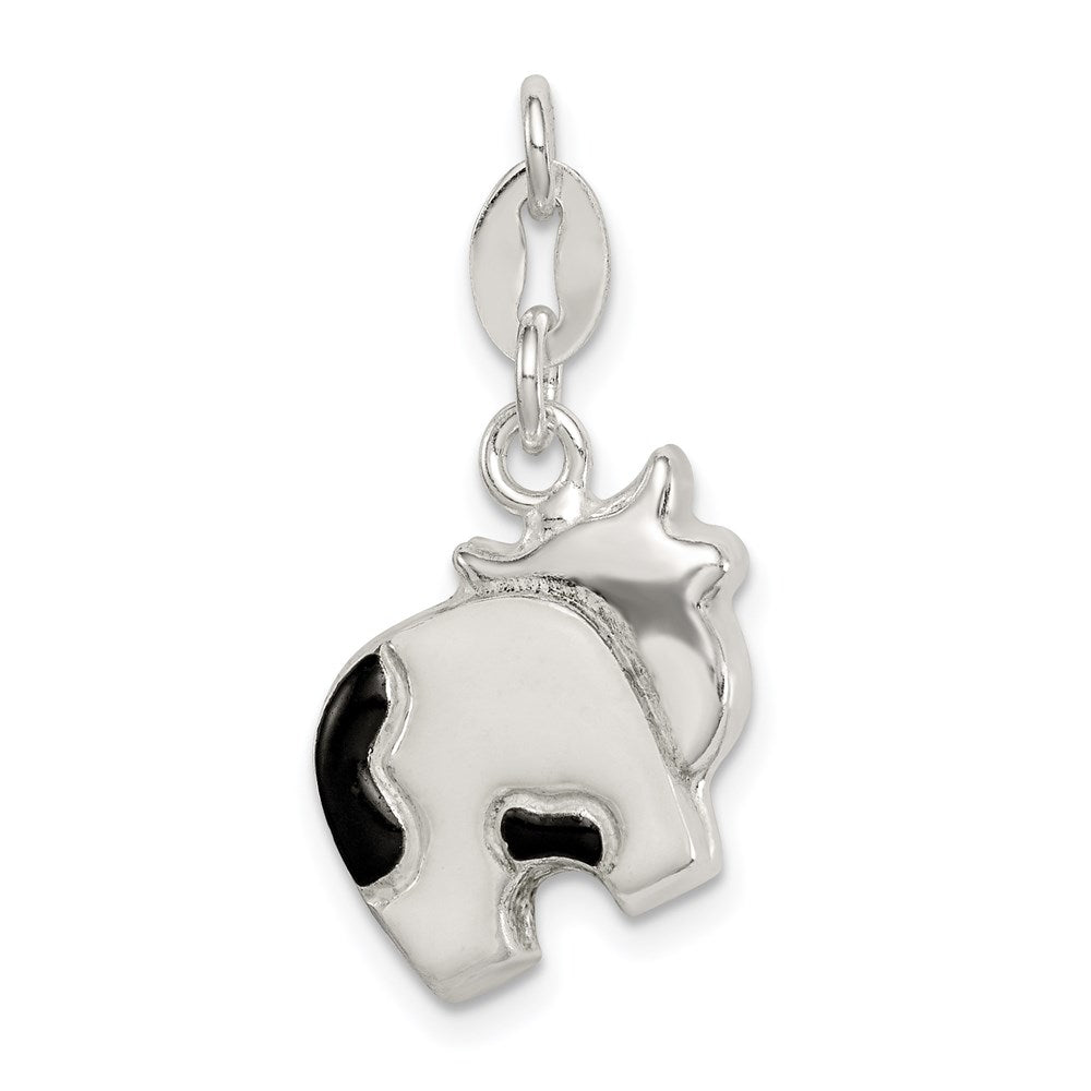 Sterling Silver Enameled Cow Charm