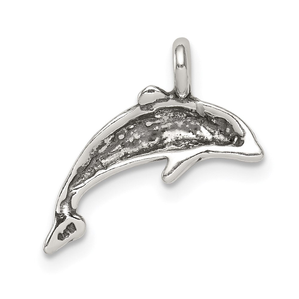 Sterling Silver Antiqued Small Dolphin Charm