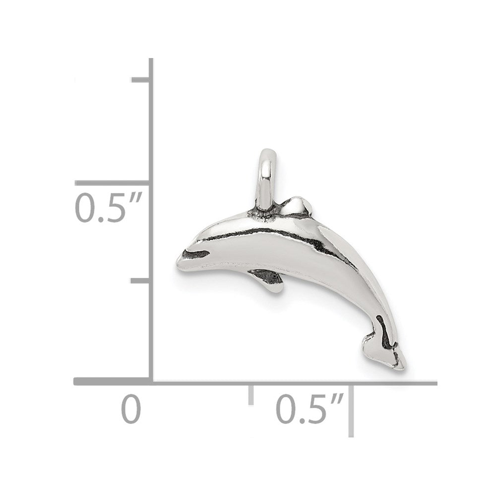 Sterling Silver Antiqued Small Dolphin Charm