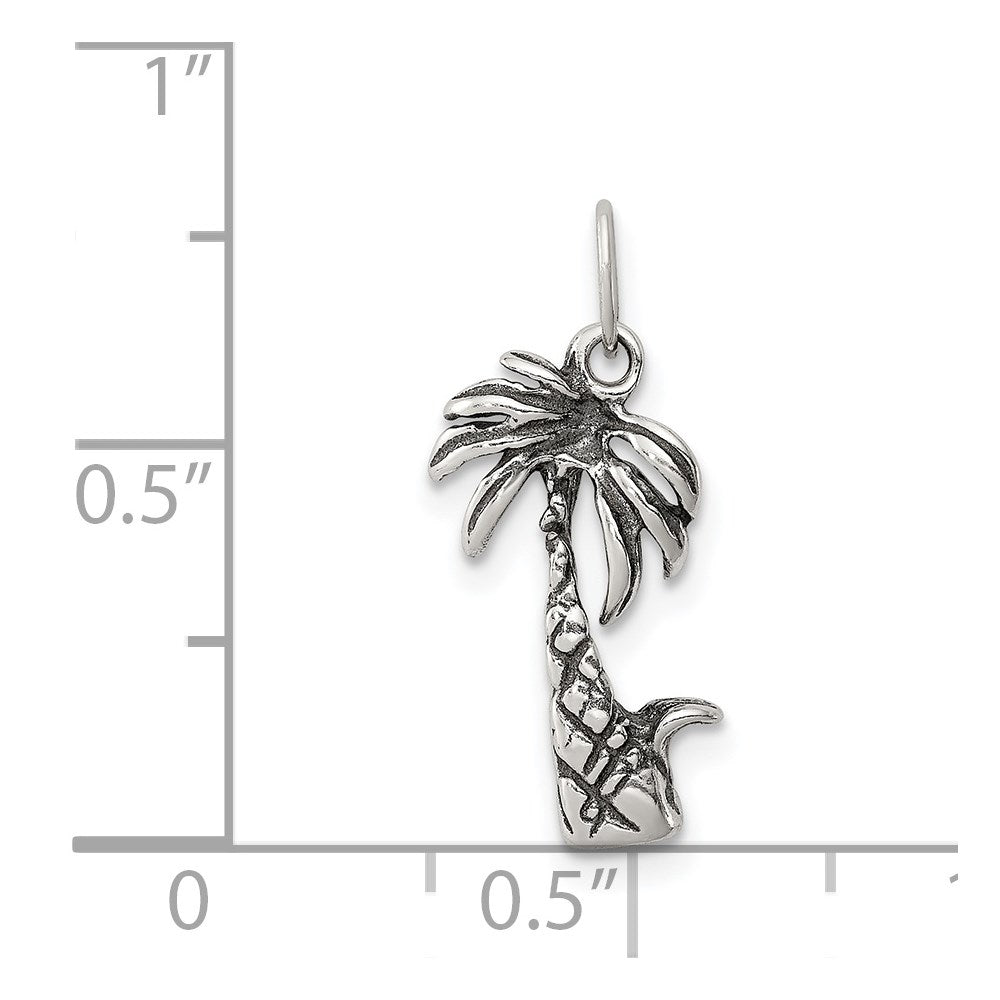 Sterling Silver Antiqued Palm Tree Charm