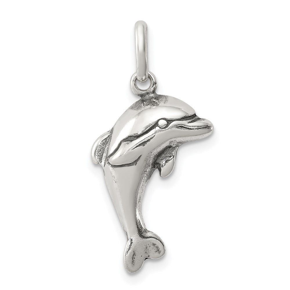 Sterling Silver Antiqued Dolphin Pendant