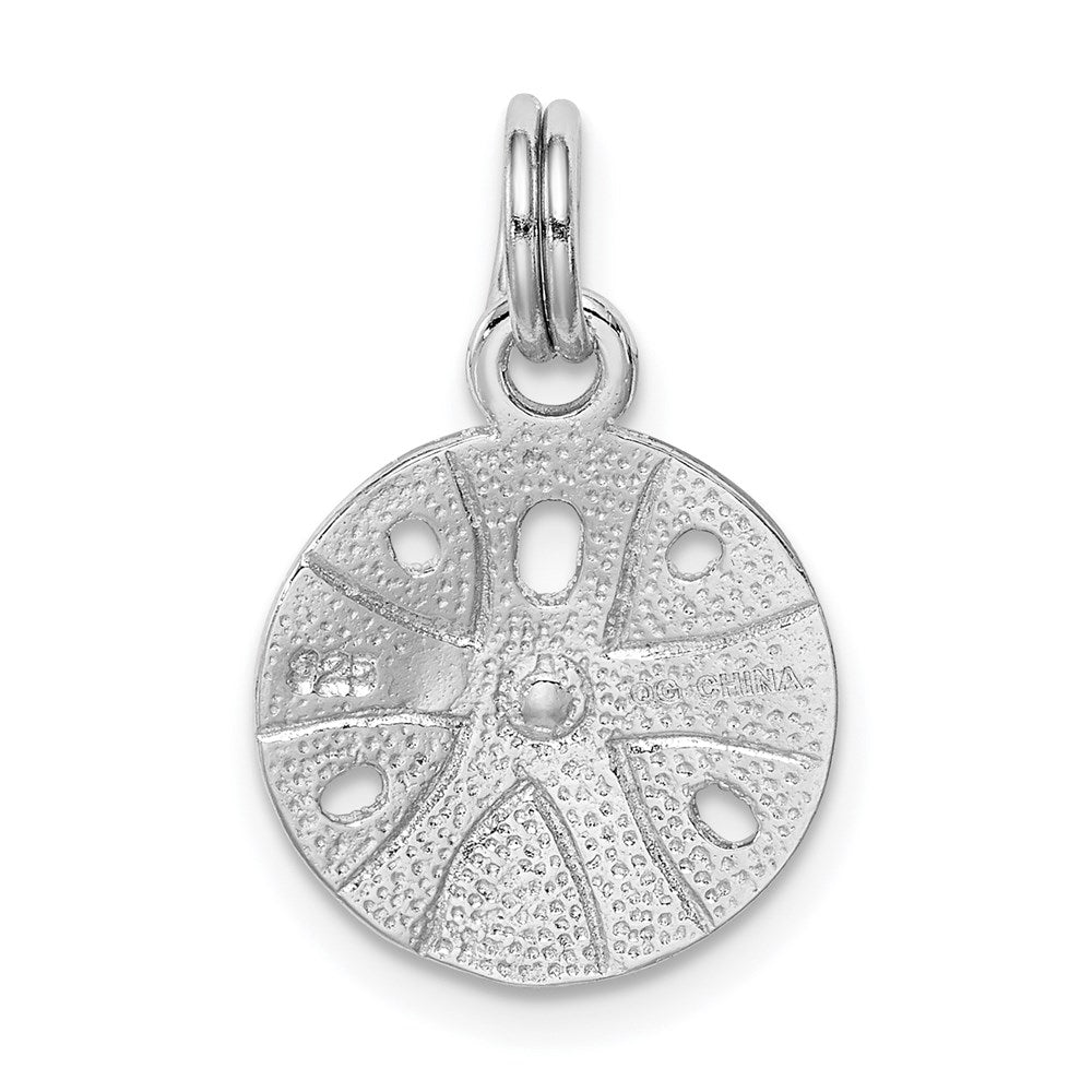 Sterling Silver Rhodium-plated Polished Enameled Sand Dollar Charm