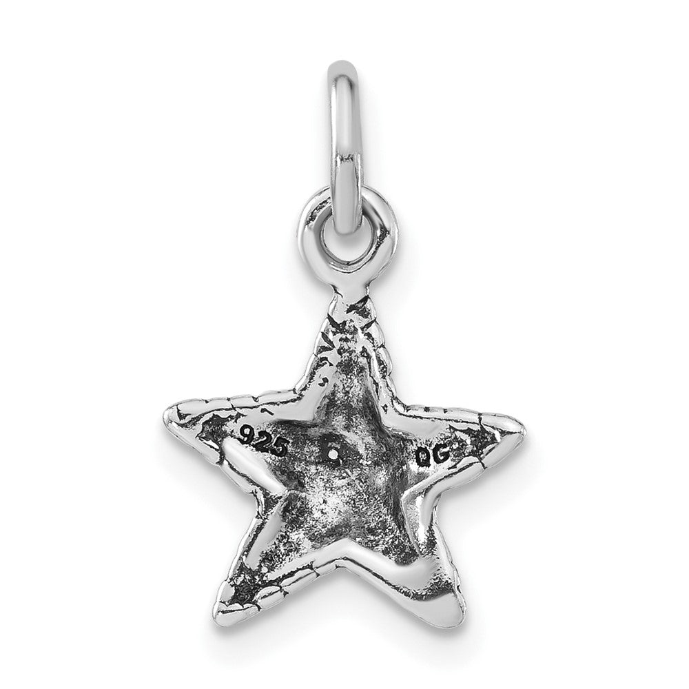 Sterling Silver Polished & Antiqued Starfish Charm