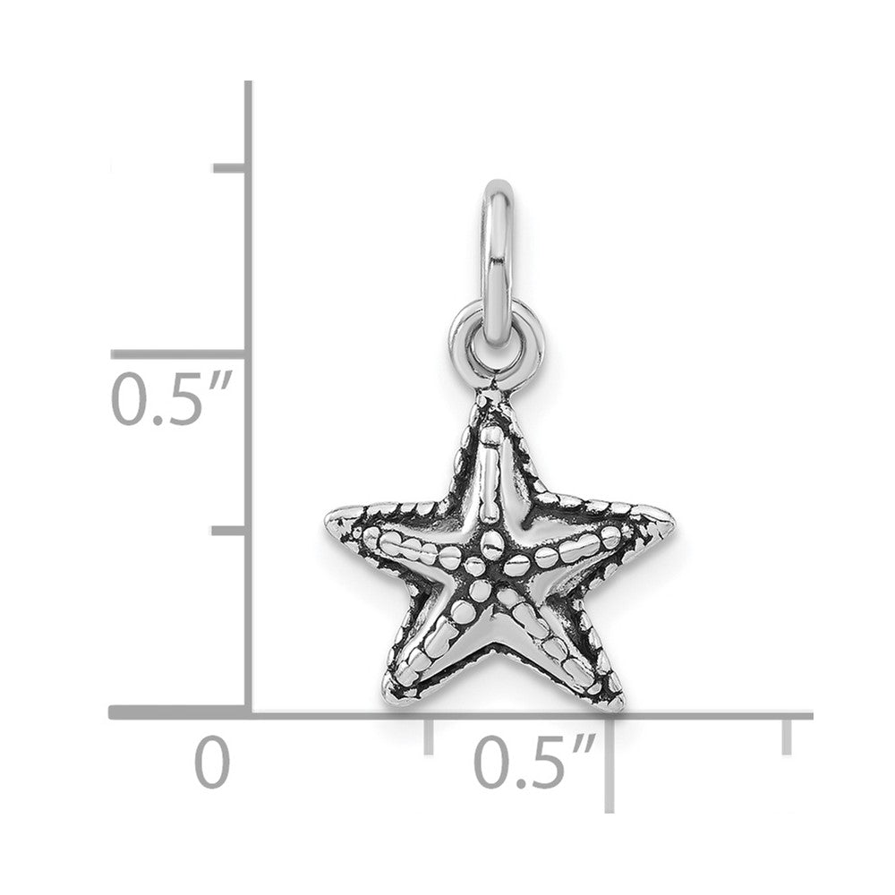 Sterling Silver Polished & Antiqued Starfish Charm