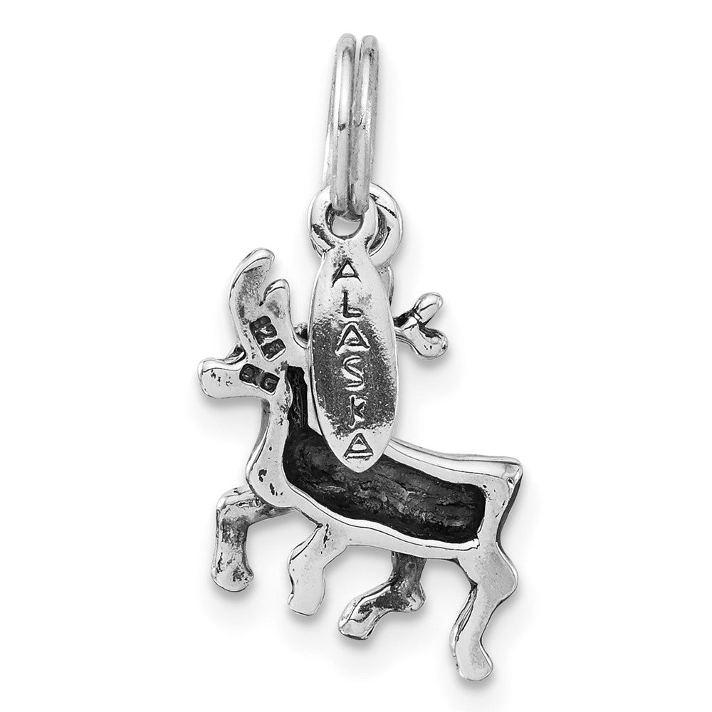 Sterling Silver Polished & Antiqued Alaska Moose Charm