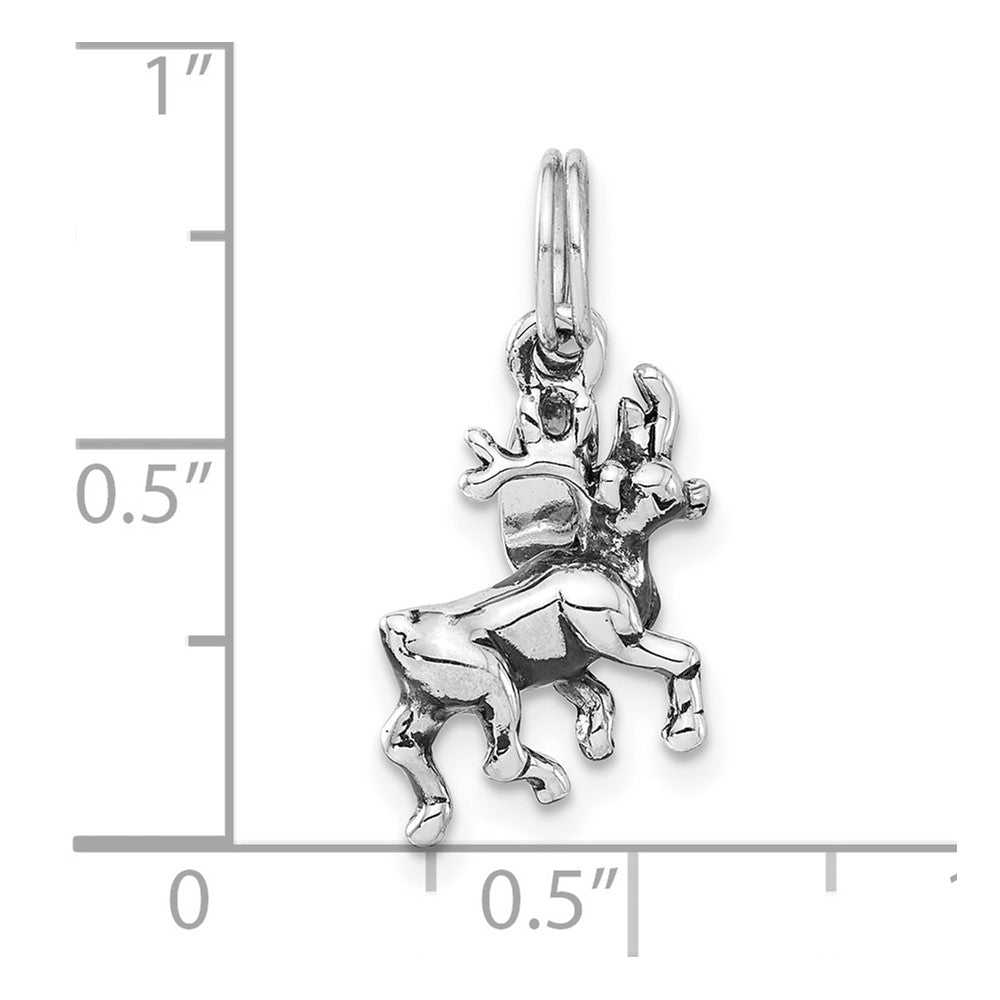 Sterling Silver Polished & Antiqued Alaska Moose Charm