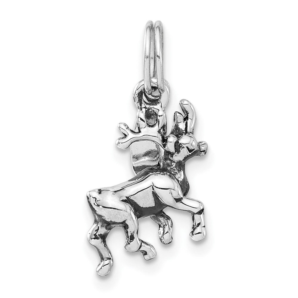 Sterling Silver Polished & Antiqued Alaska Moose Charm