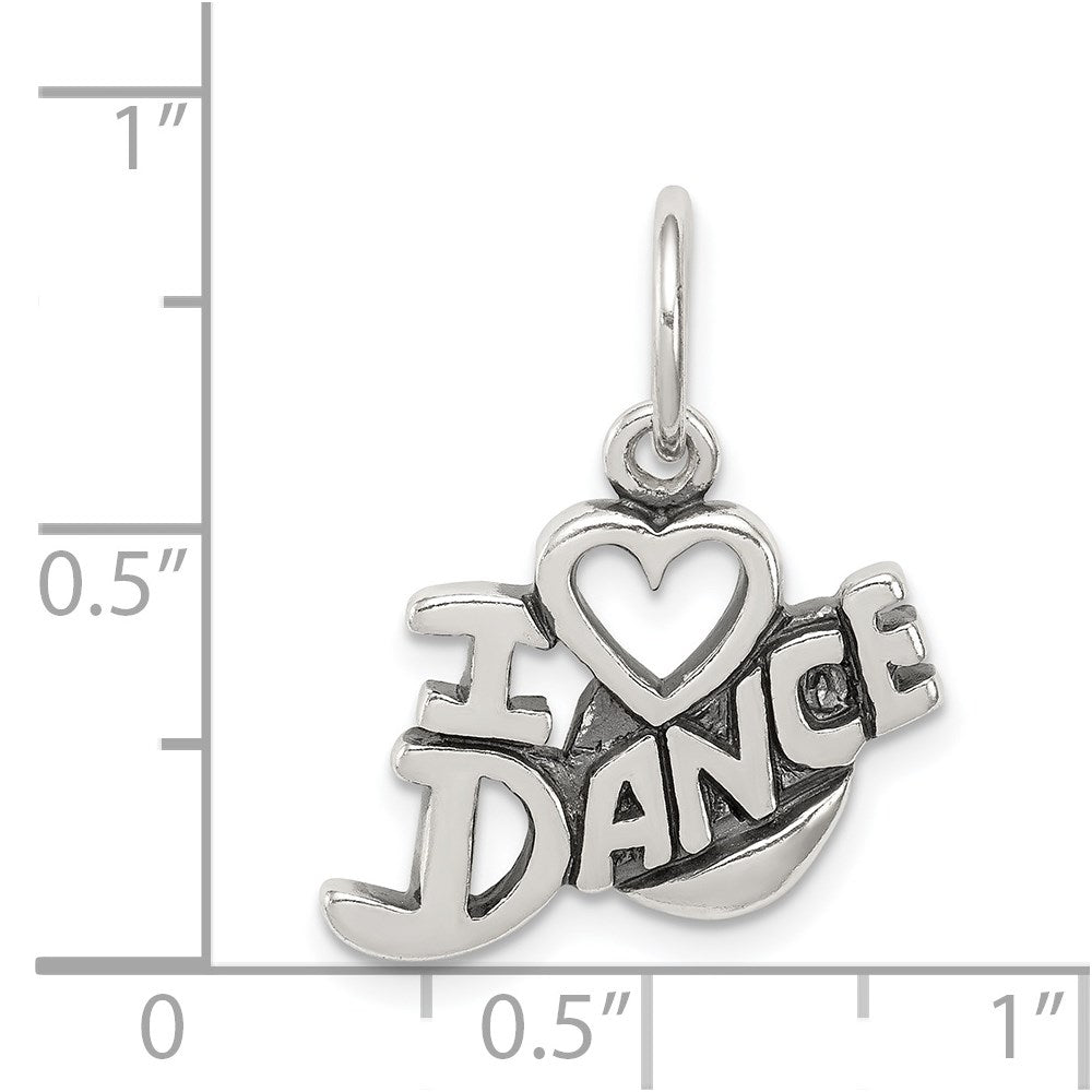 Sterling Silver Antiqued I Love Dance Charm