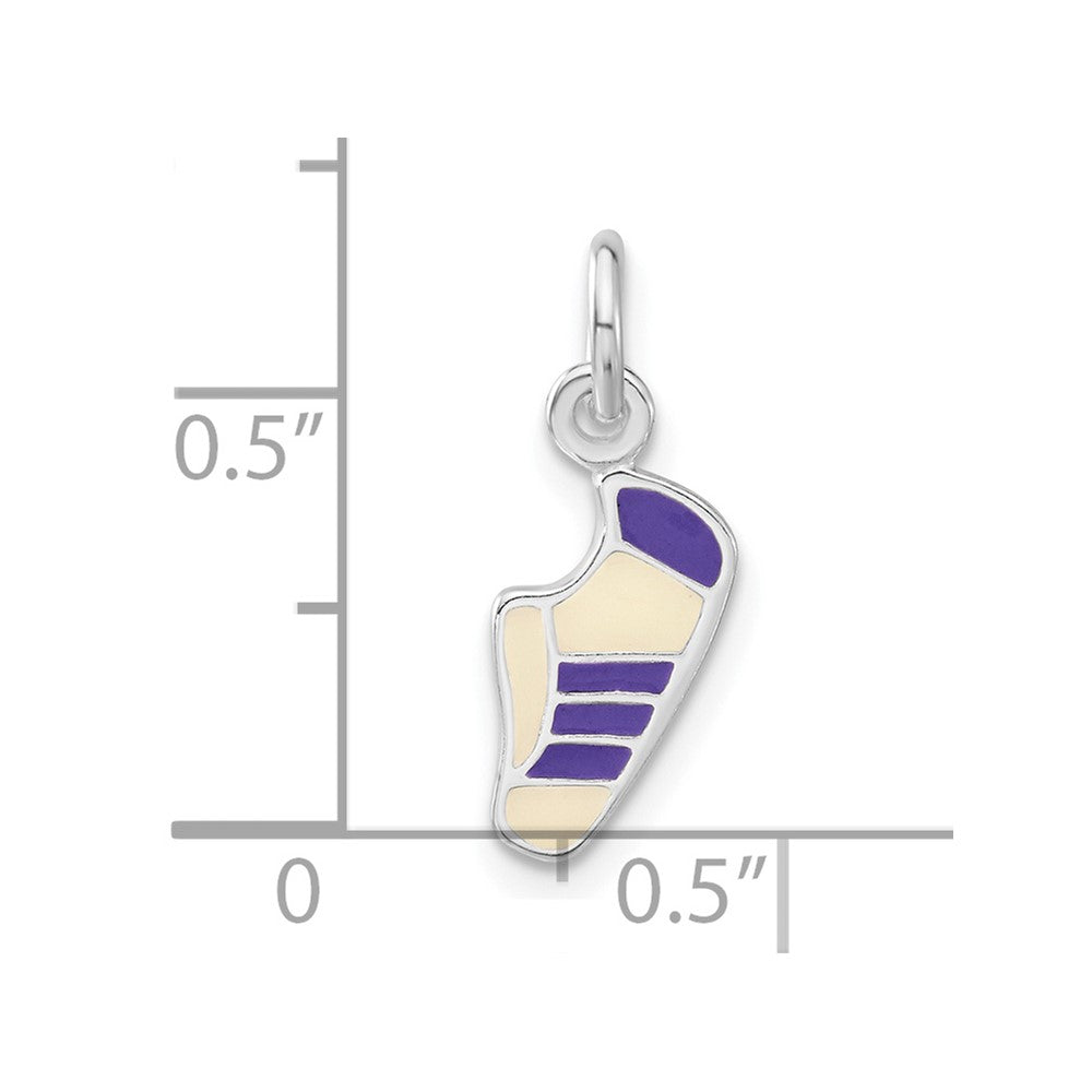 Sterling Silver Purple & White Enameled Sneaker Charm