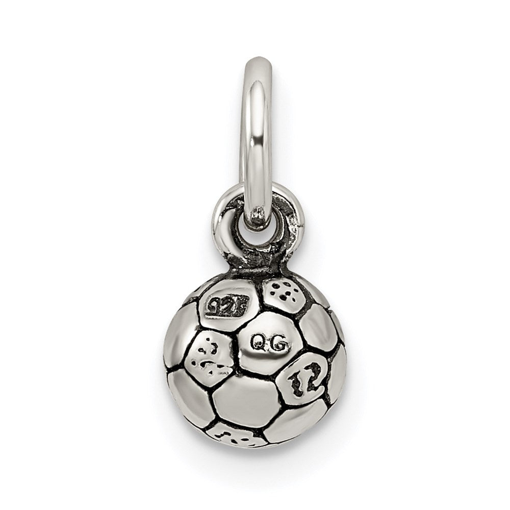 Sterling Silver Antiqued Soccer Ball Char