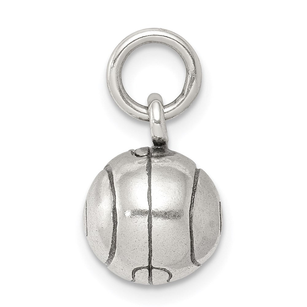 Sterling Silver 3D Antiqued Tennis Ball Charm