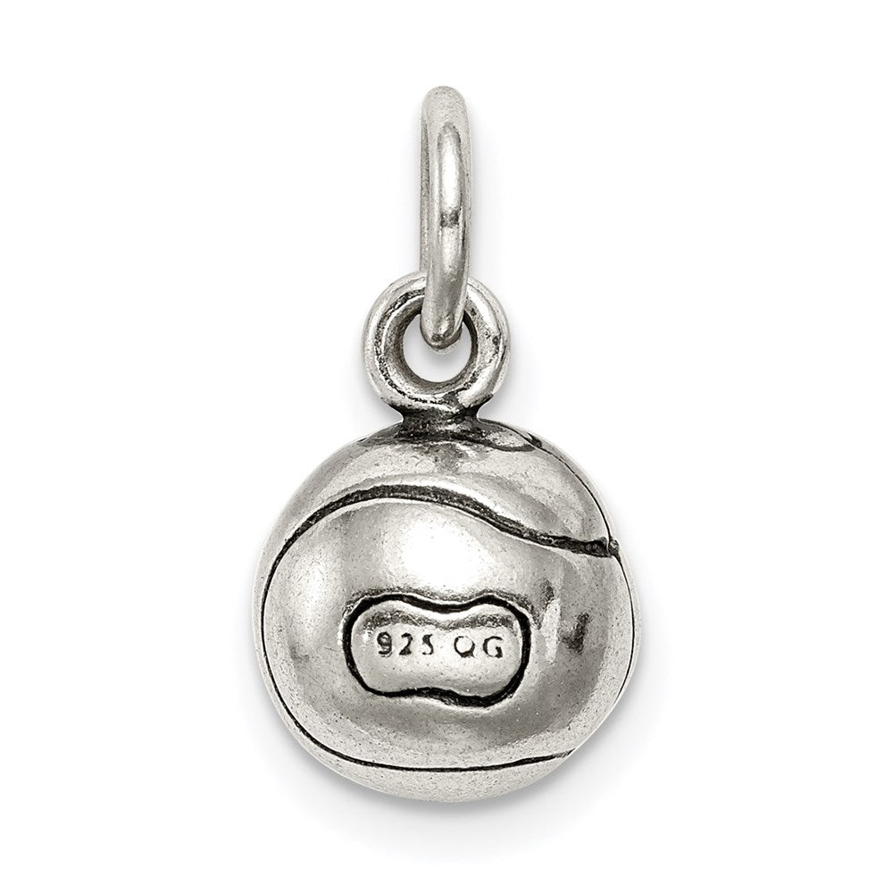 Sterling Silver 3D Antiqued Tennis Ball Charm