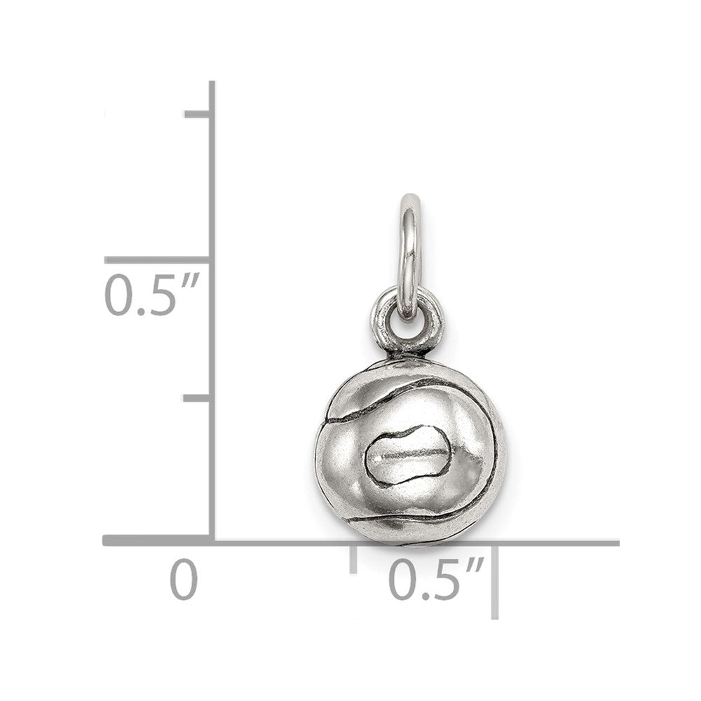 Sterling Silver 3D Antiqued Tennis Ball Charm