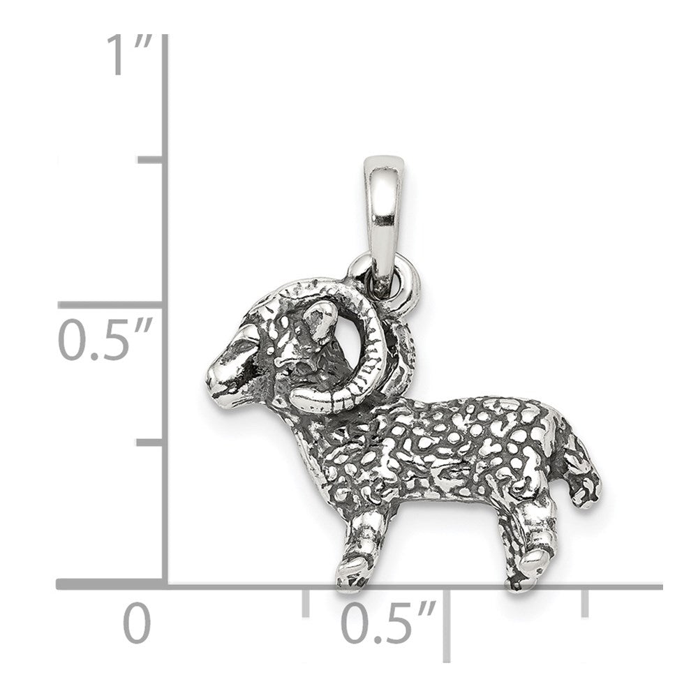 Sterling Silver Antiqued Aries Zodiac Pendant