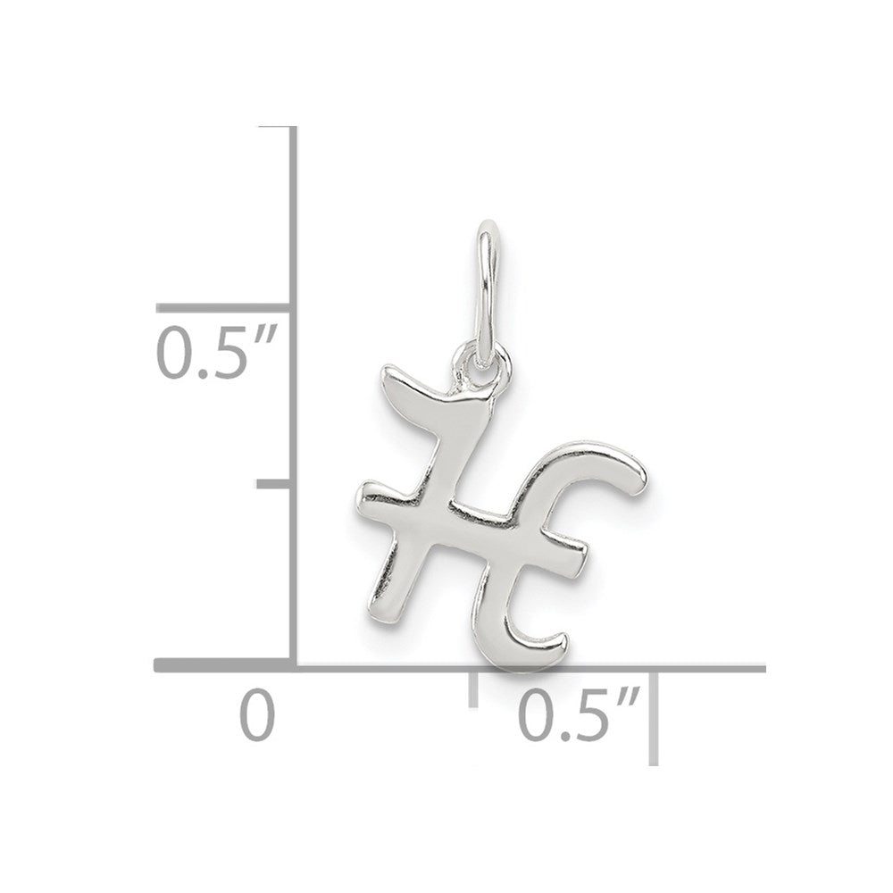 Sterling Silver Letter H Initial Charm