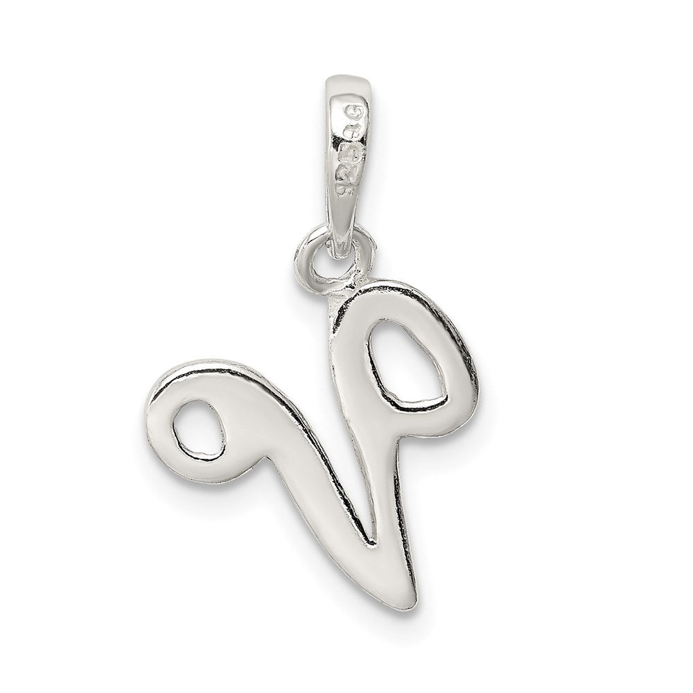 Sterling Silver Letter V Initial Pendant