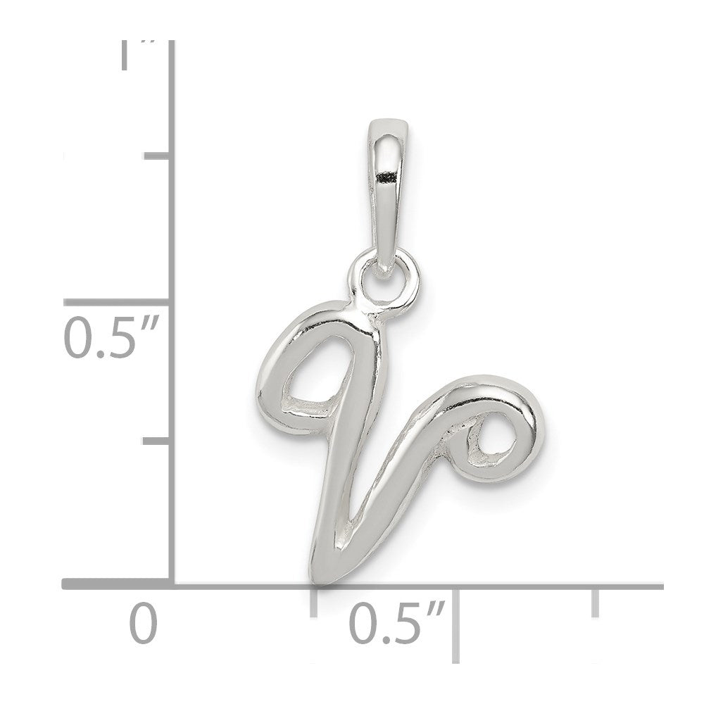 Sterling Silver Letter V Initial Pendant