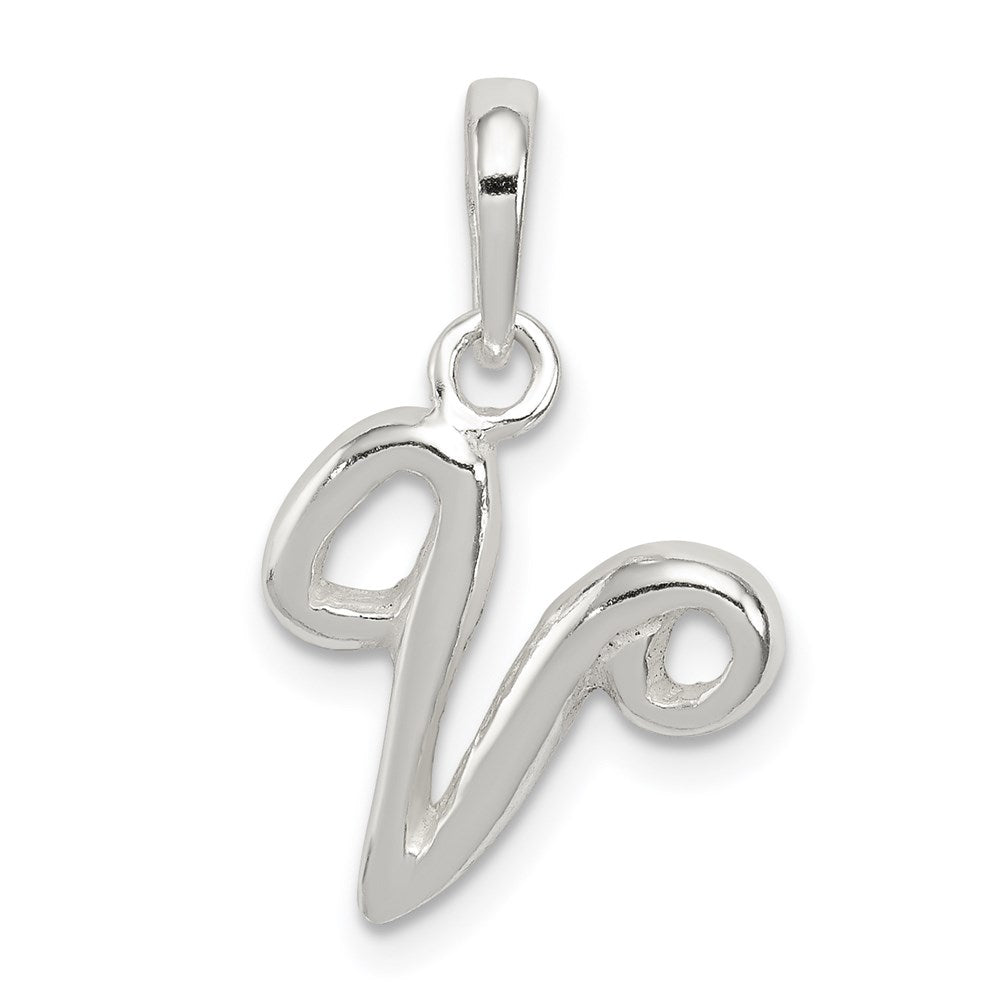 Sterling Silver Letter V Initial Pendant