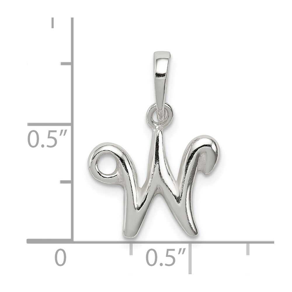 Sterling Silver Letter W Initial Pendant