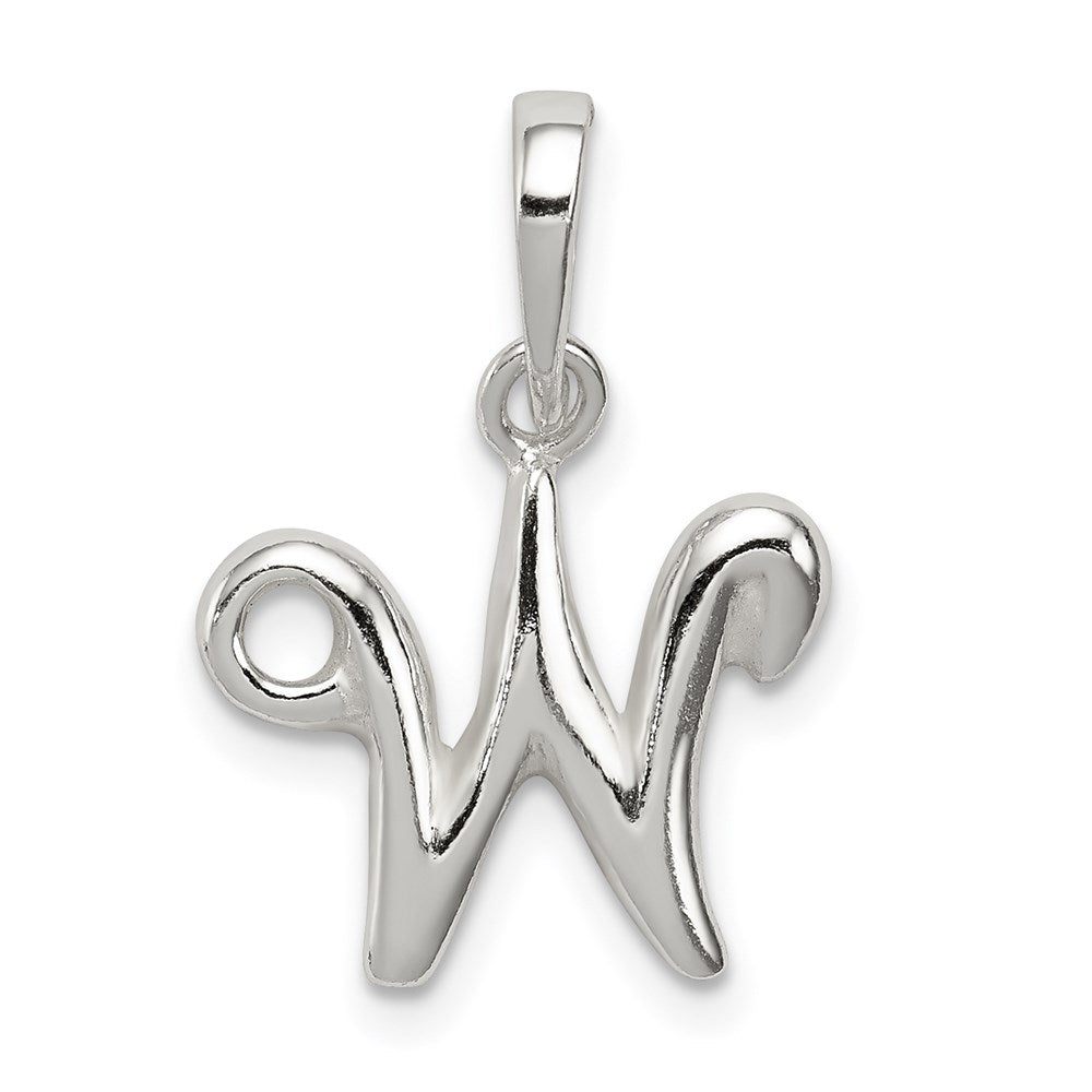 Sterling Silver Letter W Initial Pendant