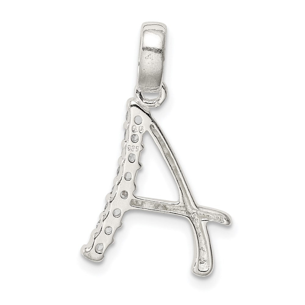 Sterling Silver CZ Letter A Initial Pendant