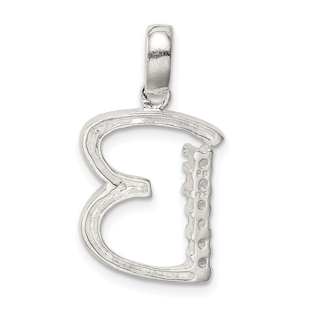 Sterling Silver CZ Letter B Initial Pendant