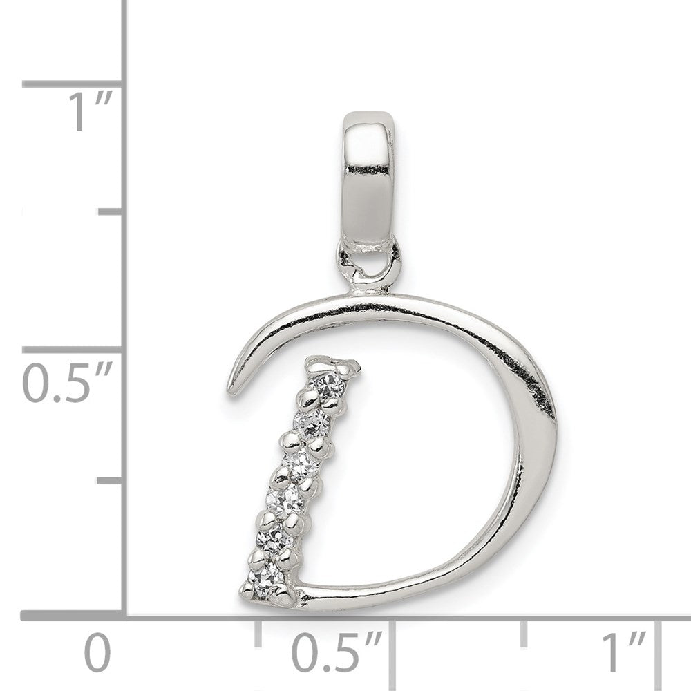 Sterling Silver CZ Letter D Initial Pendant