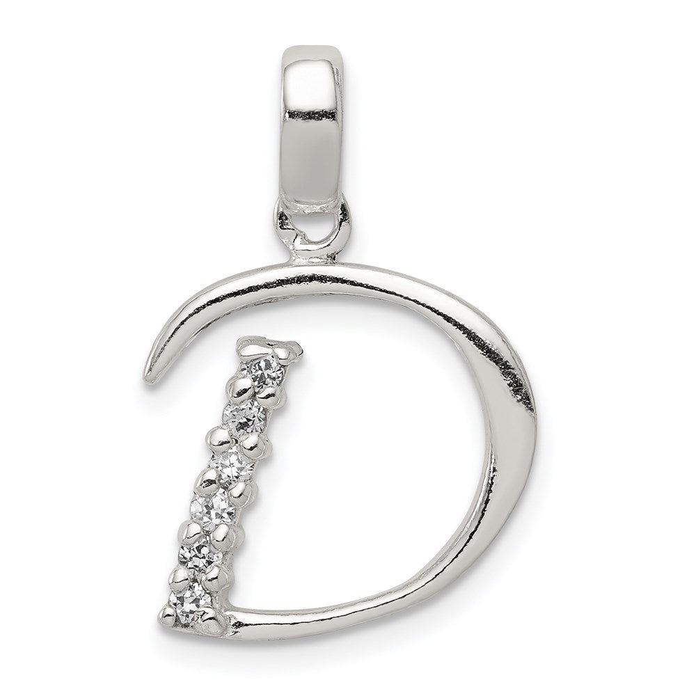 Sterling Silver CZ Letter D Initial Pendant