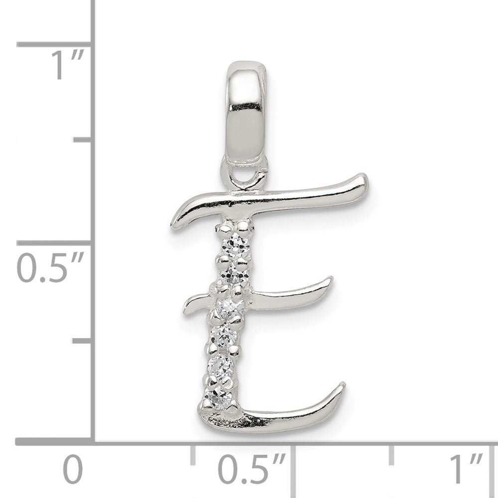 Sterling Silver CZ Letter E Initial Pendant