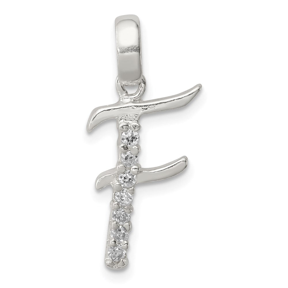 Sterling Silver CZ Letter F Initial Pendant