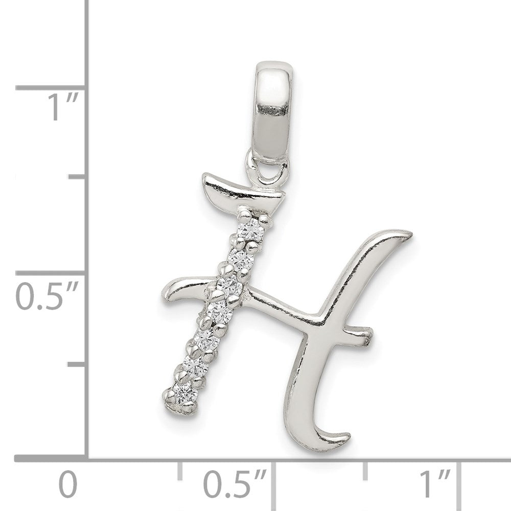 Sterling Silver CZ Letter H Initial Pendant