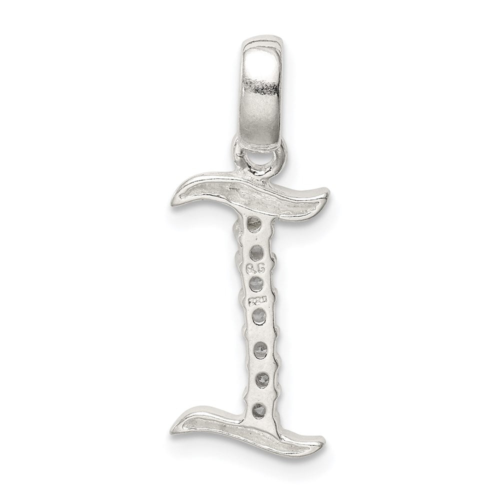 Sterling Silver CZ Letter I Initial Pendant