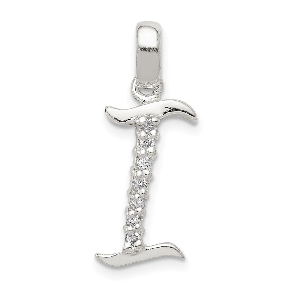 Sterling Silver CZ Letter I Initial Pendant