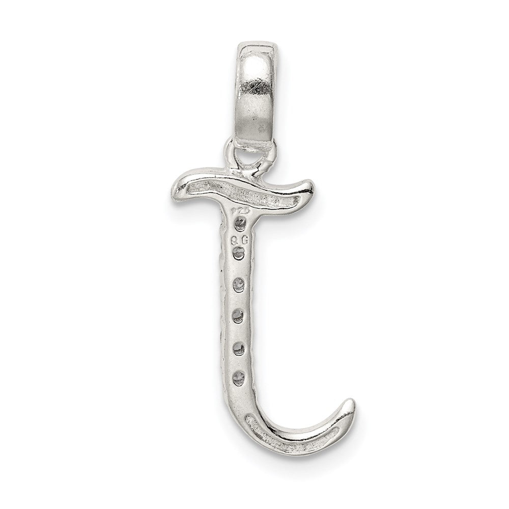 Sterling Silver CZ Letter J Initial Pendant