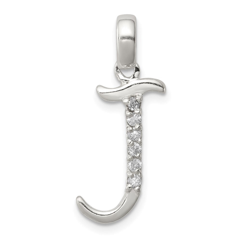 Sterling Silver CZ Letter J Initial Pendant