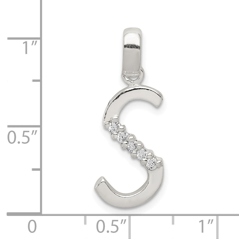 Sterling Silver CZ Letter S Initial Pendant