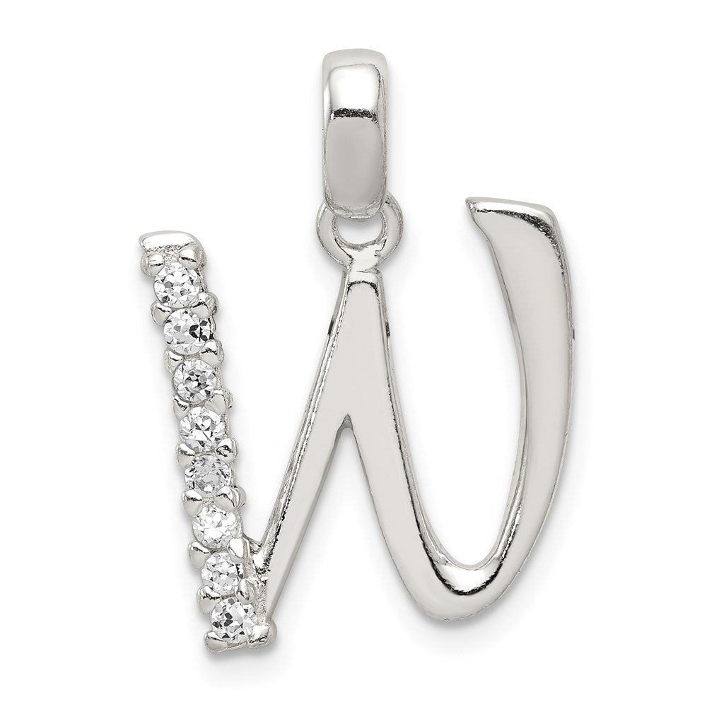 Sterling Silver CZ Letter W Initial Pendant