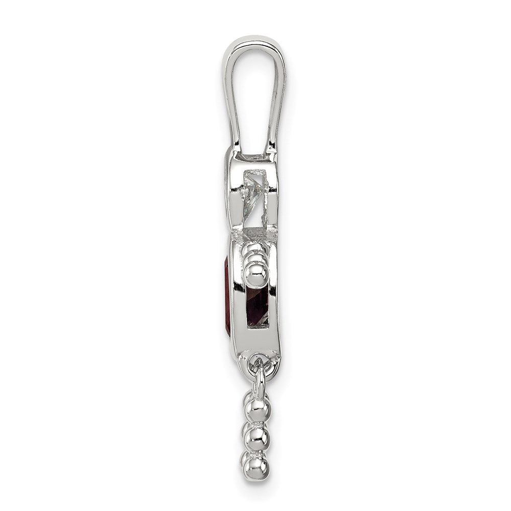 Sterling Silver Rhodium-plated CZ & February Glass Boy Pendant