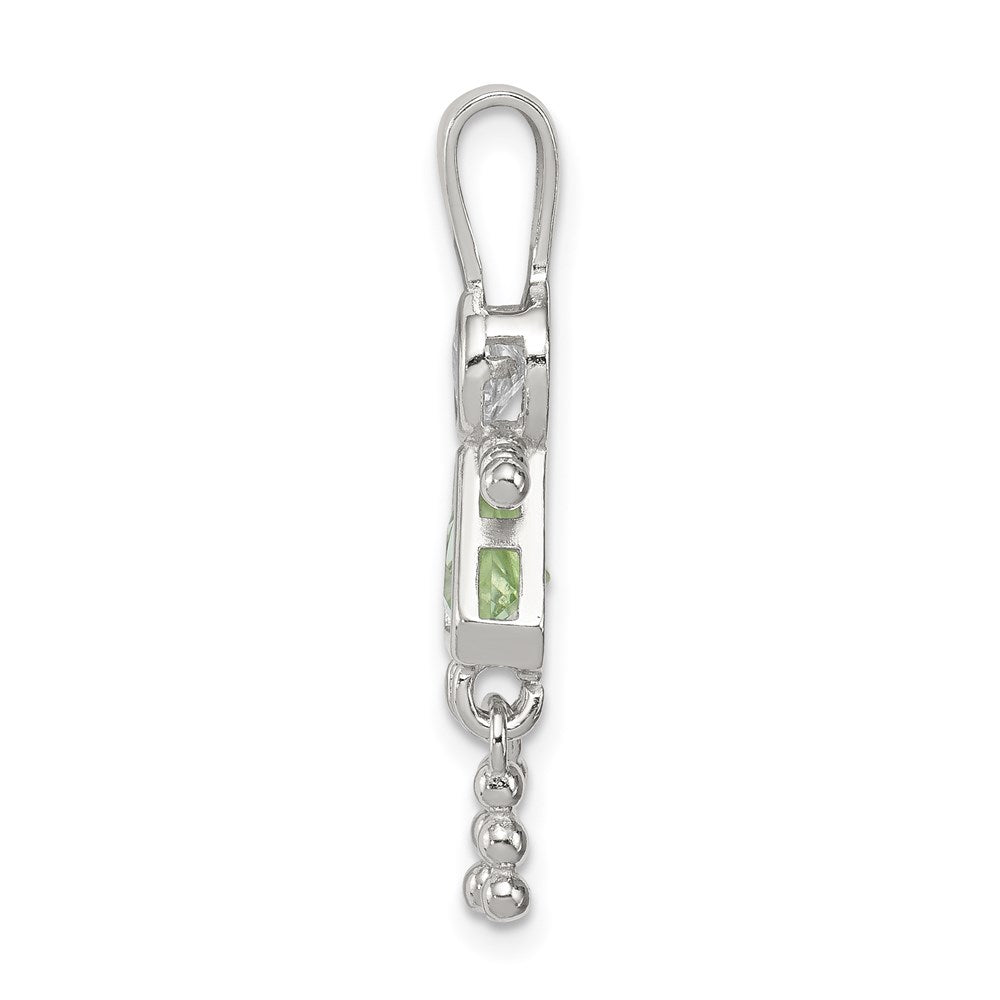 Sterling Silver Rhodium-plated CZ & August Glass Girl Pendant