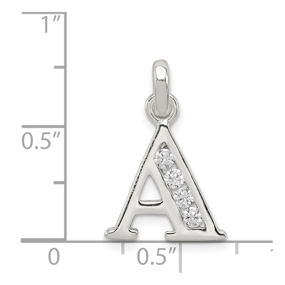 Sterling Silver White CZ Letter A Initial Pendant