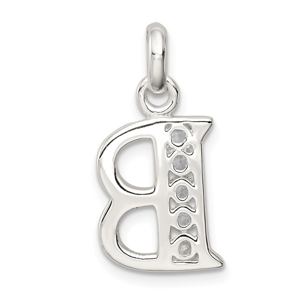 Sterling Silver White CZ Letter B Initial Pendant