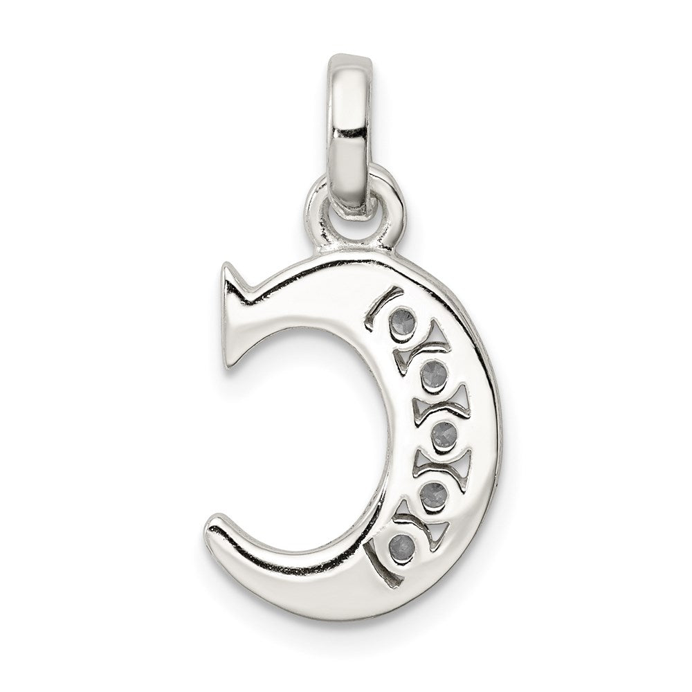 Sterling Silver White CZ Letter C Initial Pendant