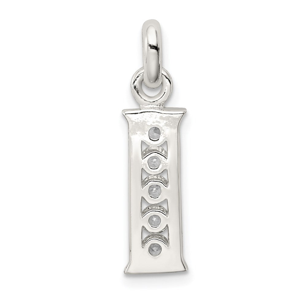 Sterling Silver White CZ Letter I Initial Pendant