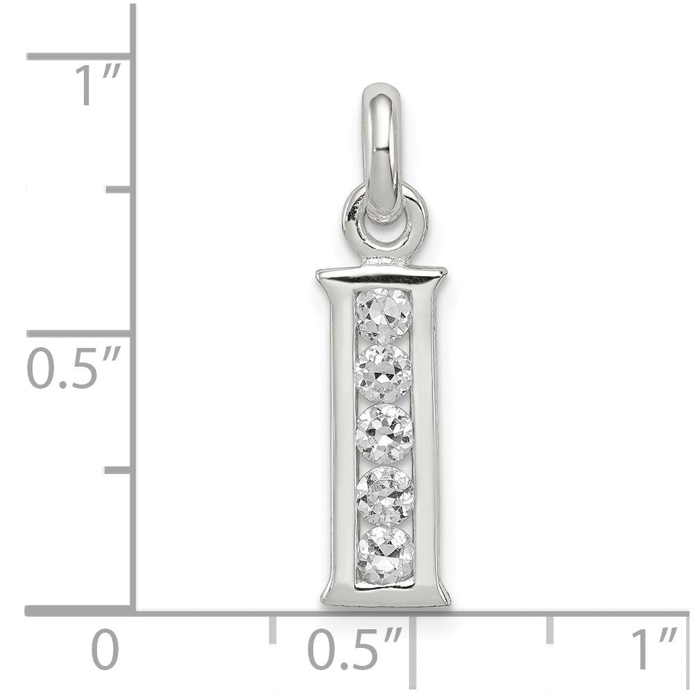 Sterling Silver White CZ Letter I Initial Pendant