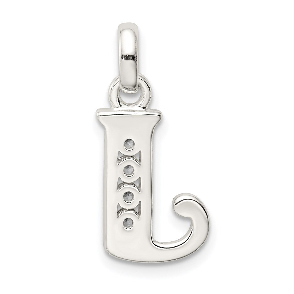 Sterling Silver White CZ Letter J Initial Pendant