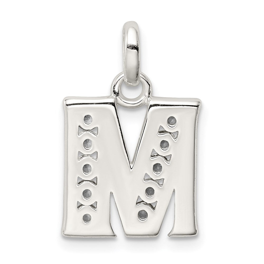 Sterling Silver White CZ Letter M Initial Pendant